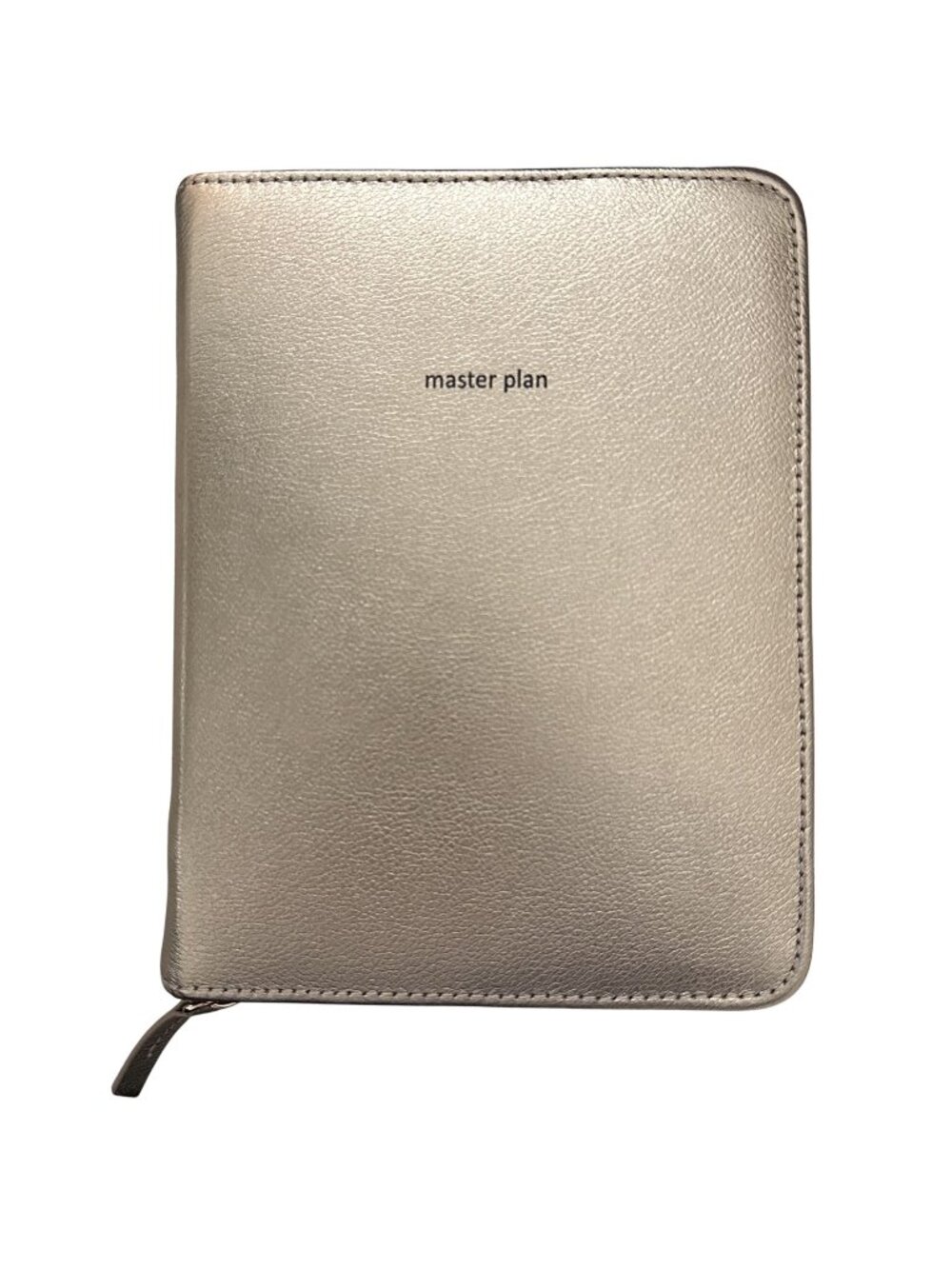 Anthropologie Leather Idiom Journal Cover Zipper Metallic Rose Gold Master Plan
